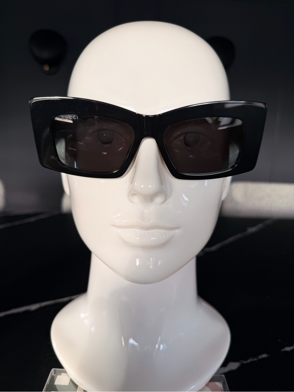 Gucci Black Oversized Rectangular Sunglasses